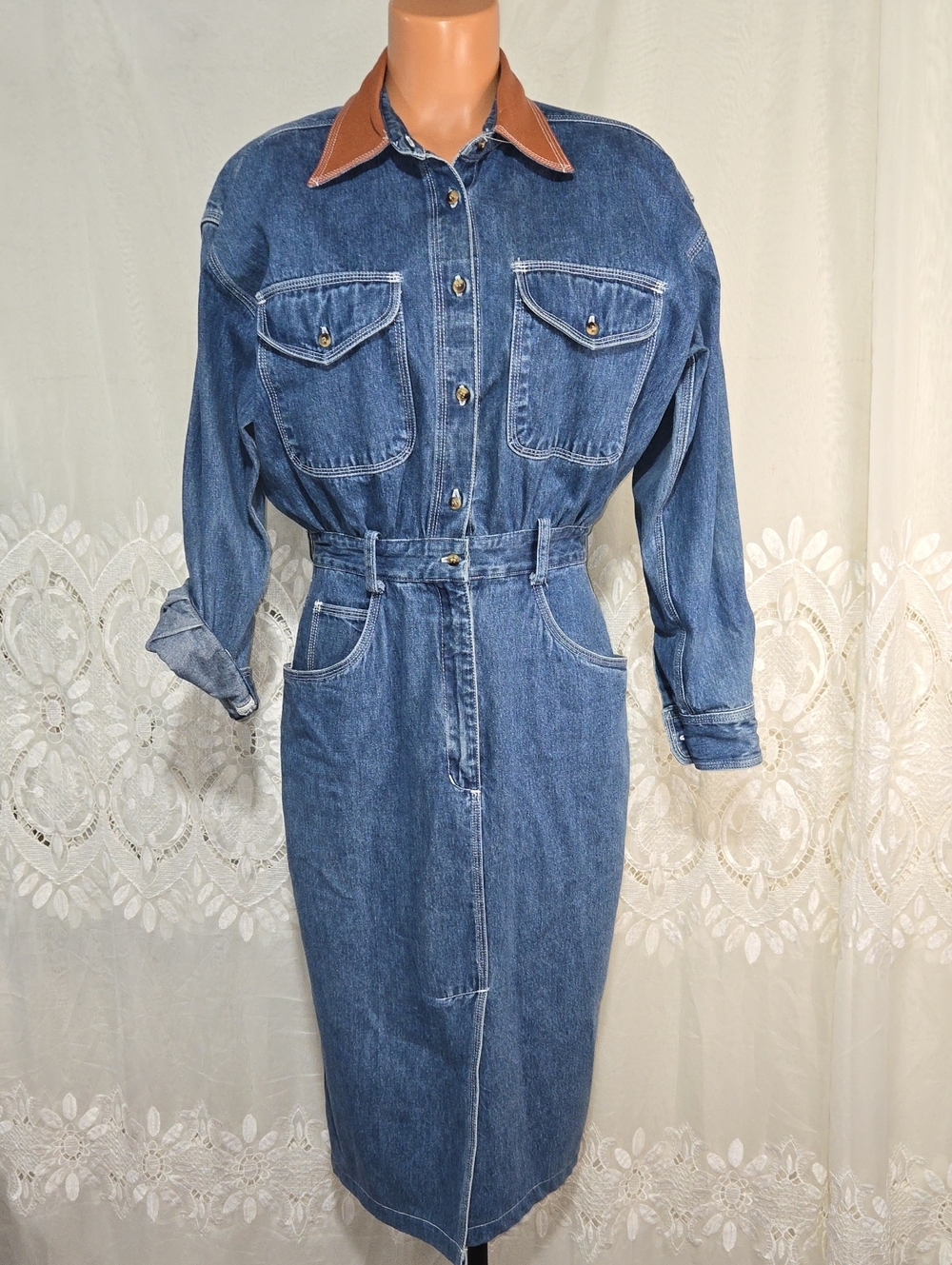 Vintage AMI Denim Shirt Dress Size 10